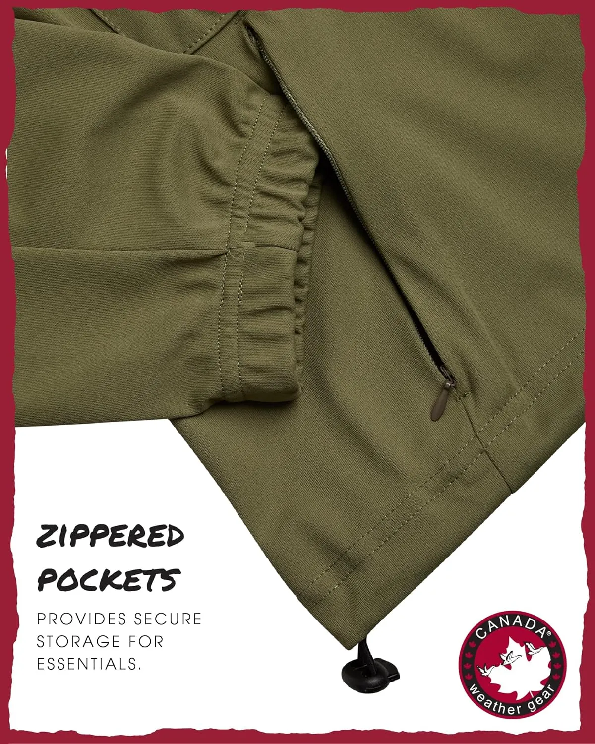 CANADA WEATHER GEAR Women's Softshell Jacket - Full Zip Up Hoodie Coat with Pockets and Adjustable Bungee Cord (Sizes: S-2XL)