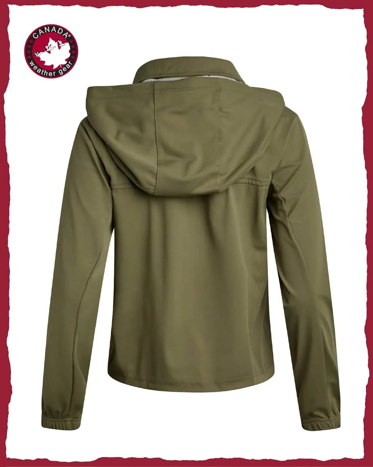 CANADA WEATHER GEAR Women's Softshell Jacket - Full Zip Up Hoodie Coat with Pockets and Adjustable Bungee Cord (Sizes: S-2XL)