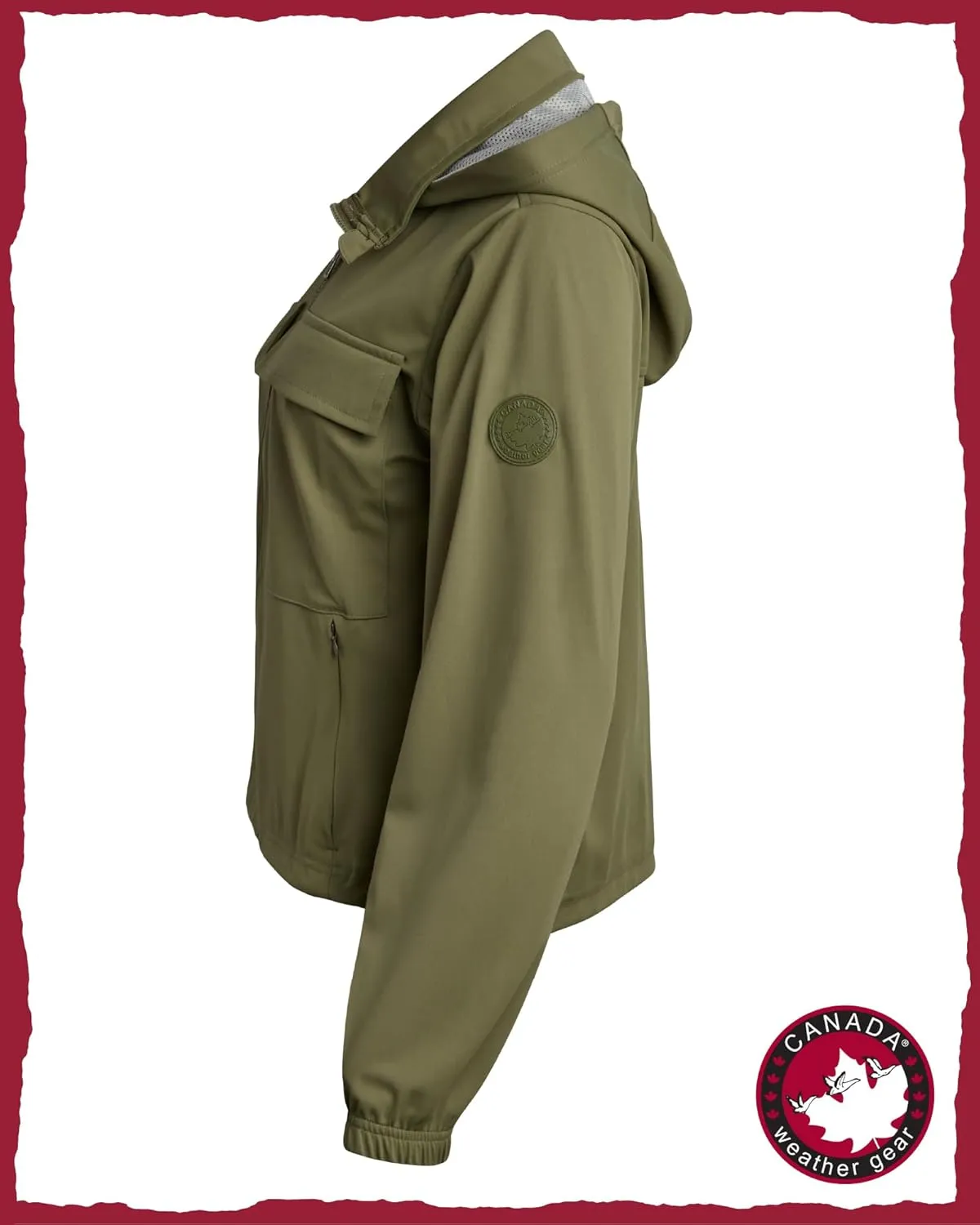 CANADA WEATHER GEAR Women's Softshell Jacket - Full Zip Up Hoodie Coat with Pockets and Adjustable Bungee Cord (Sizes: S-2XL)