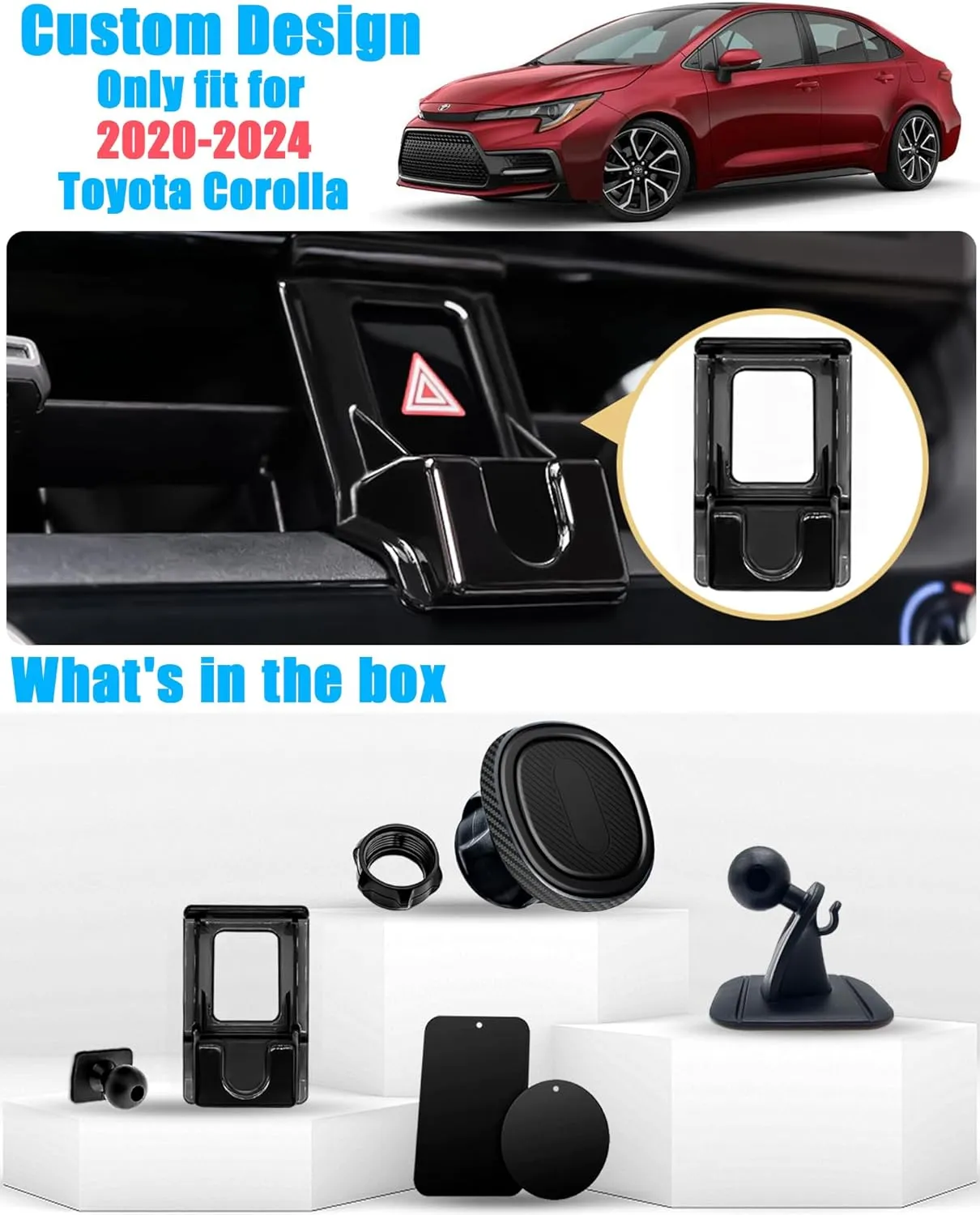 Car Phone Holder, Car Mount, for Toyota Corolla 2024 2023 2022 2021 2020, Air Vent Phone Stand, Auto Dashboard, Sticker Free Magnetic Navigation Bracket, for All Smartphone (Not Fit 2019-2012)