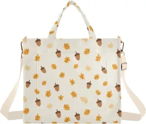 Cartoon Acorns Print Tote Bag Large Capacity for Women Handbag Corduroy Crossbody Shoulder Bag