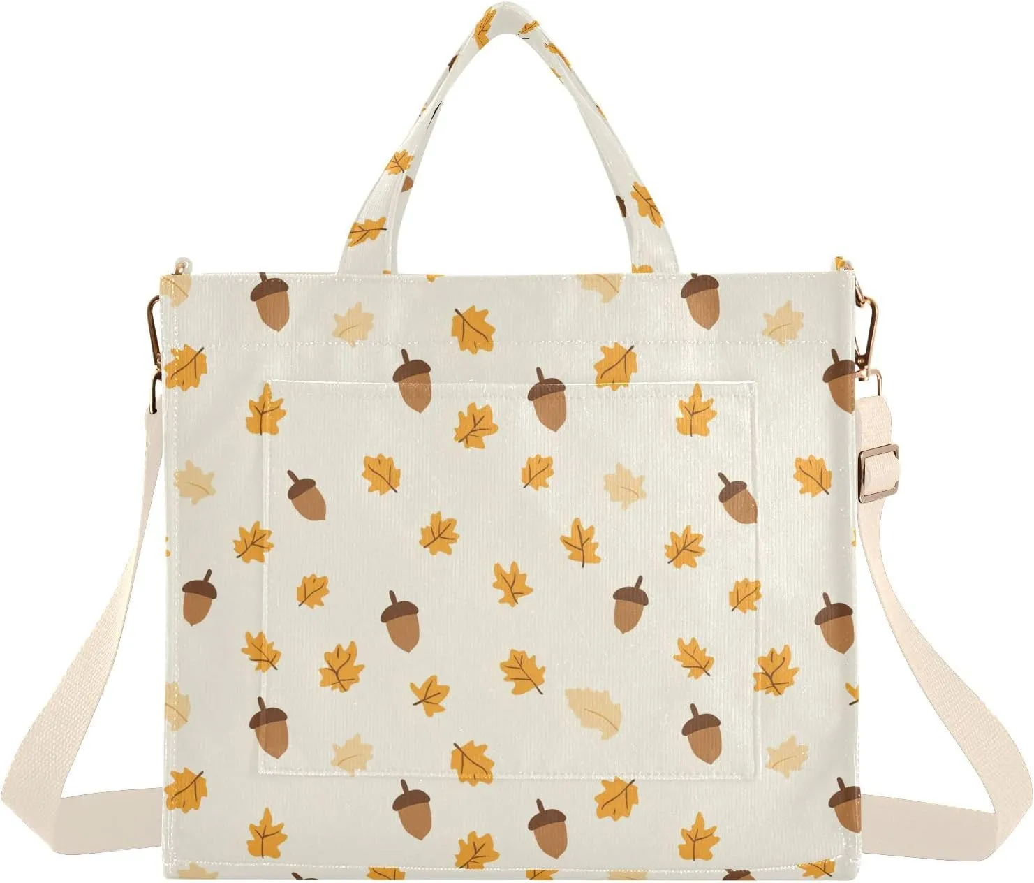 Cartoon Acorns Print Tote Bag Large Capacity for Women Handbag Corduroy Crossbody Shoulder Bag