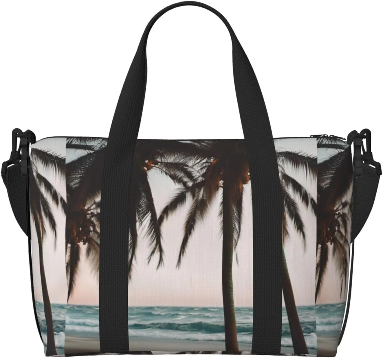 Cartoon Pigeon 1 Print Tote Crossbody Travel Bag with Zip Casual Handbag for Weekend Trips and Gym Shopping, Black, One Size, Travel Tote