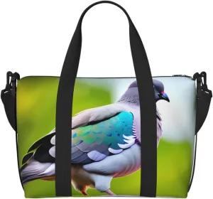 Cartoon Pigeon 3 Print Tote Crossbody Travel Bag with Zip Casual Handbag for Weekend Trips and Gym Shopping, Black, One Size, Travel Tote