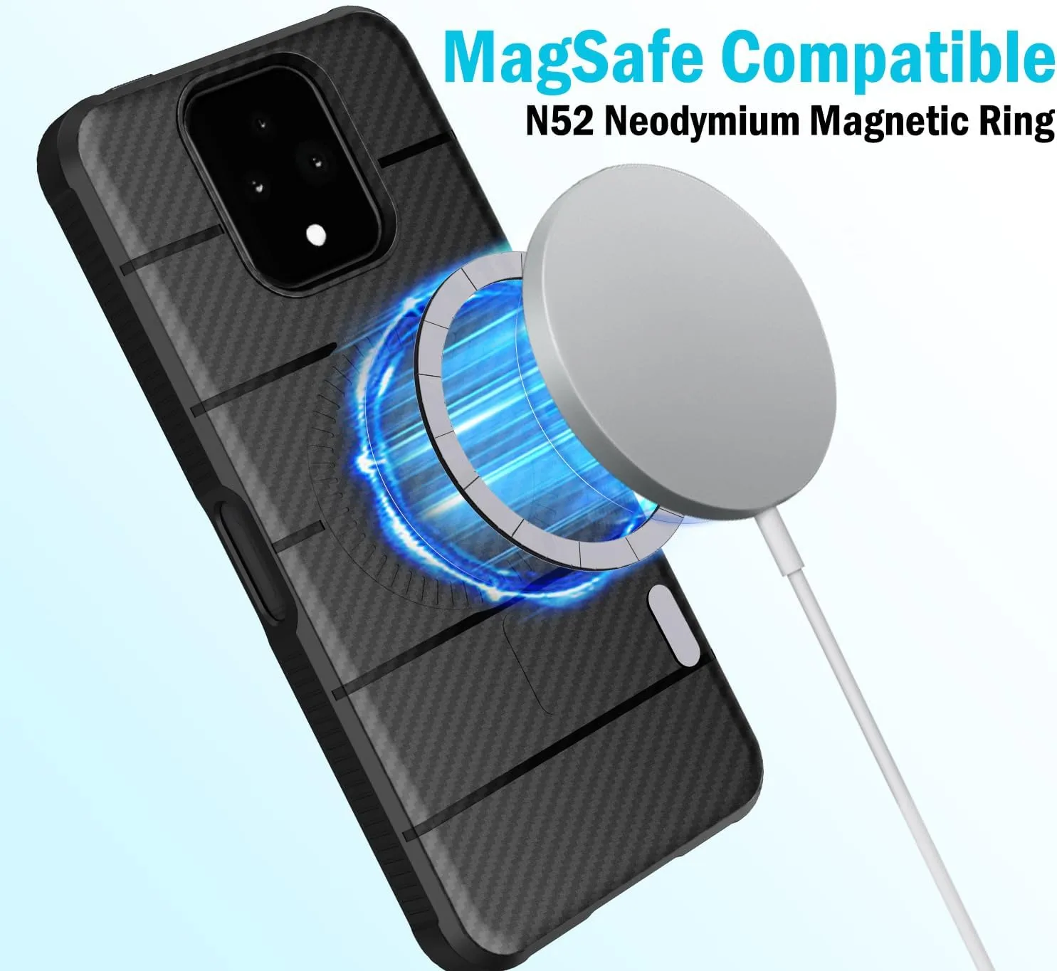 Case with Clip for Sonim XP Pro 5G Phone, Nakedcellphone Rugged Cover and [Rotating Ratchet] Belt Hip Holster (Compatible with MagSafe) - Carbon Fiber Design