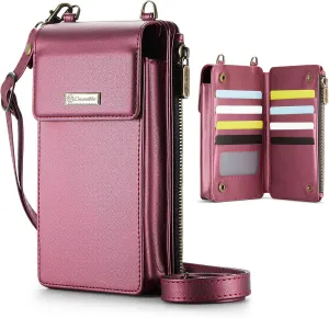 CaseMe Small Crossbody Cell Phone Bag for Women, RFID Blocking Shoulder Handbag Strap Wallet Purse with Card Slots