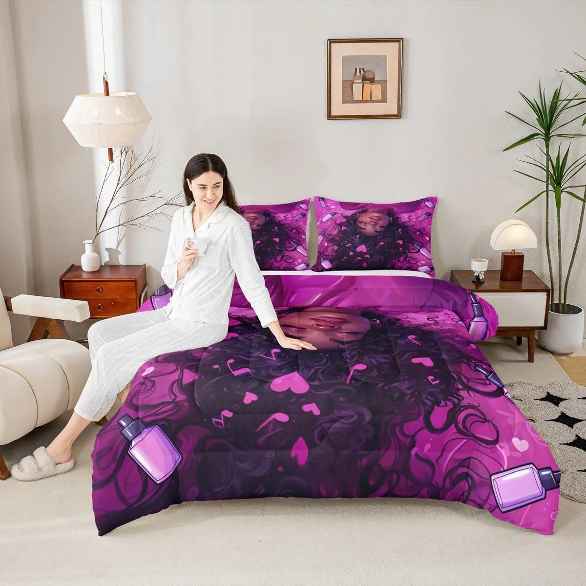 Castle Fairy Modern Lady Comforter Set Twin Size for Kids Makeup Theme Romantic Bedding Sets All Season Valentine's Day Gift Quilt Set Bedroom Decor American Style Girlish Down Comforter,2Pcs