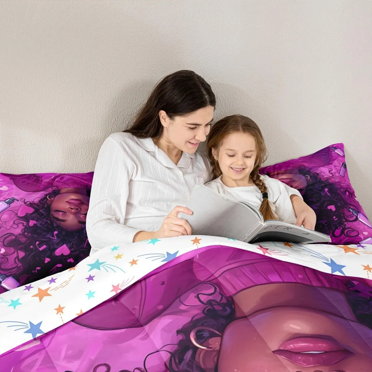 Castle Fairy Modern Lady Comforter Set Twin Size for Kids Makeup Theme Romantic Bedding Sets All Season Valentine's Day Gift Quilt Set Bedroom Decor American Style Girlish Down Comforter,2Pcs