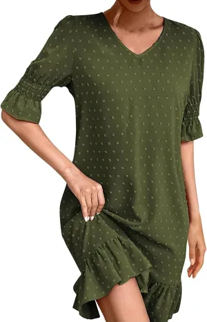 Casual Dresses for Women, Ruffle Spring Dresses 2025 Flowy Beach Cute Tiered Mini Dress Going Out Date Night