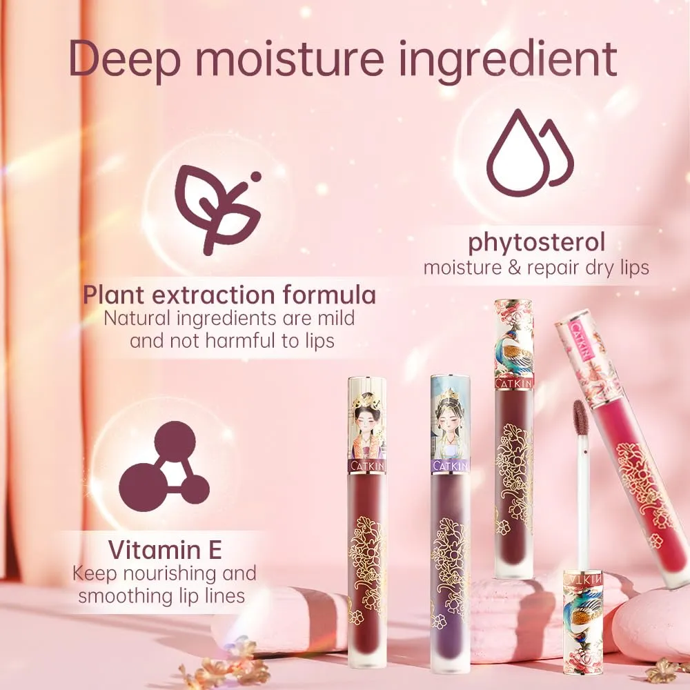 Catkin Semi Matte Liquid Lipstick Lip Gloss for Women Tinted High Pigmented, Waterproof Long Lasting Moisturizing Smooth Velvet Effect C18