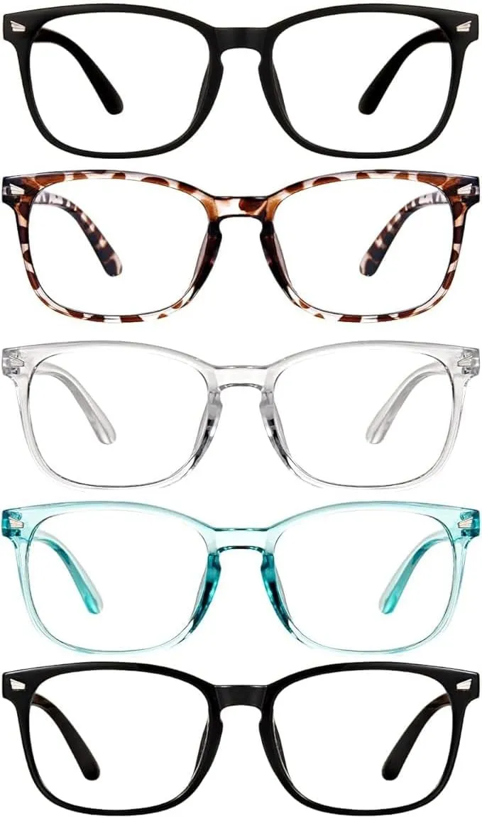 CHEERS DEVICES Reading Glasses for Women Men, Eyeglasses, Blue Light Readers for Men Women, Computer Eye Glasses, Cheaters - 5 Pair (1.0x)