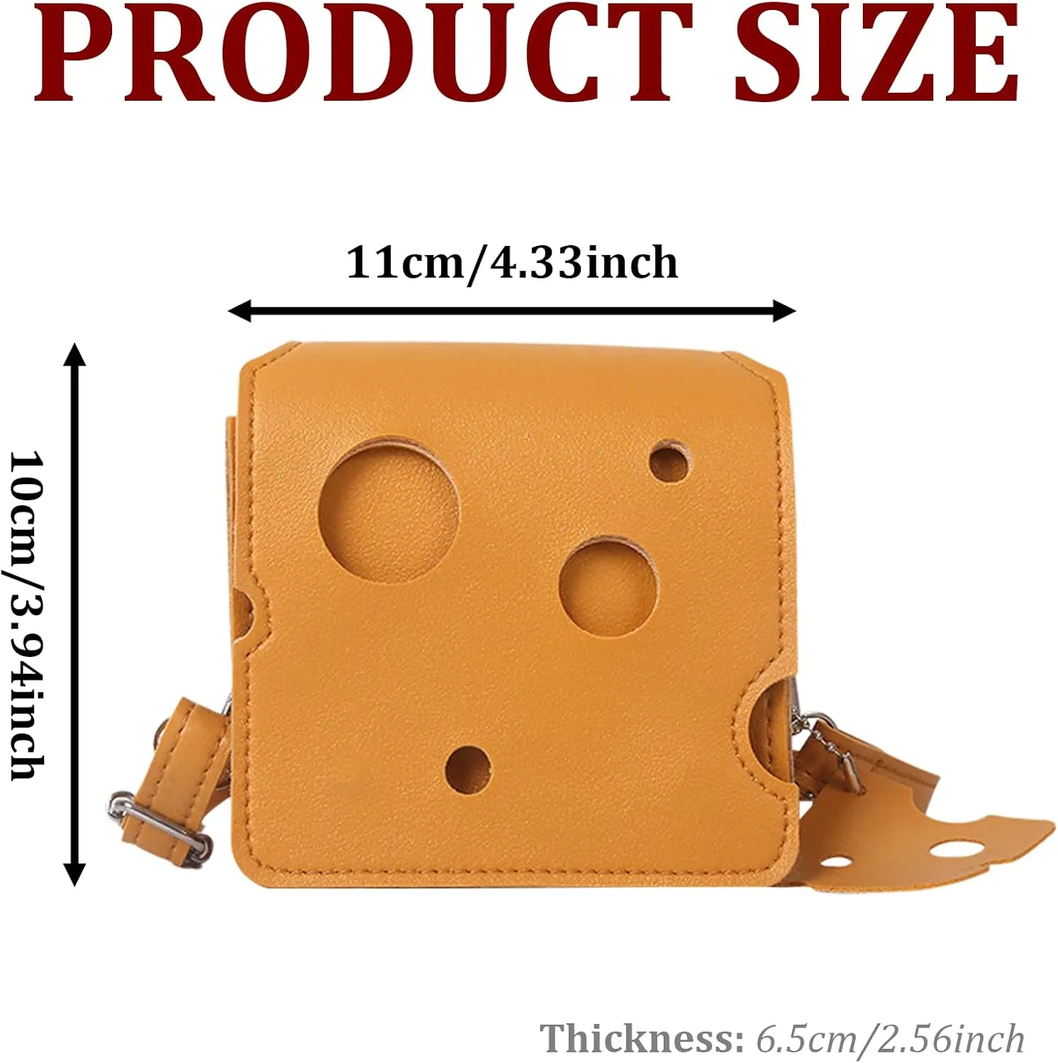 Cheese Shaped Crossbody Bag, Creative Mini Shoulder Bag Women Fashion Handbag PU Leather Wallet Purse