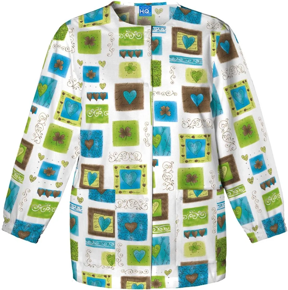 Cherokee scrubs jacket for women, Snap Front Warm-Up Jacket with 3 Pockets and Easy Care - 4350