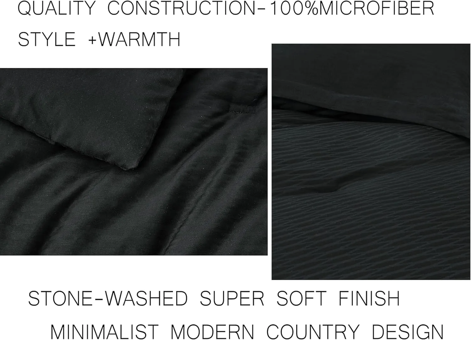 Chezmoi Collection Calvin 3-Piece Jacquard Comforter Set Full Size, Black Textured Woven Lightweight Comforter Bedding for All Season (1 Comforter 86x86 inches, 2 Shams)