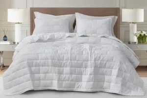Chezmoi Collection George 3-Piece Jacquard Quilt Set King Size, White Textured Woven Lightweight Rectangle Quilted Bedspread for All Seasons (1 Quilt 108x96 inches, 2 Shams)