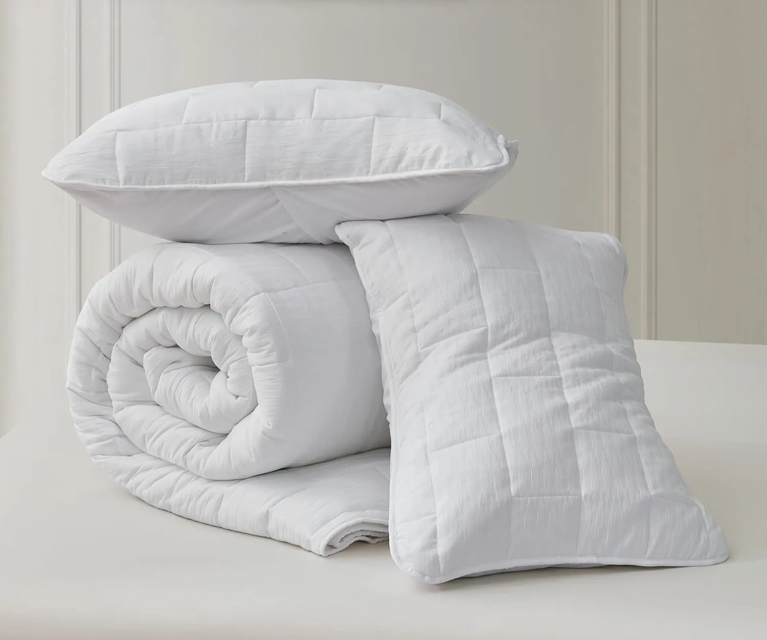 Chezmoi Collection George 3-Piece Jacquard Quilt Set King Size, White Textured Woven Lightweight Rectangle Quilted Bedspread for All Seasons (1 Quilt 108x96 inches, 2 Shams)