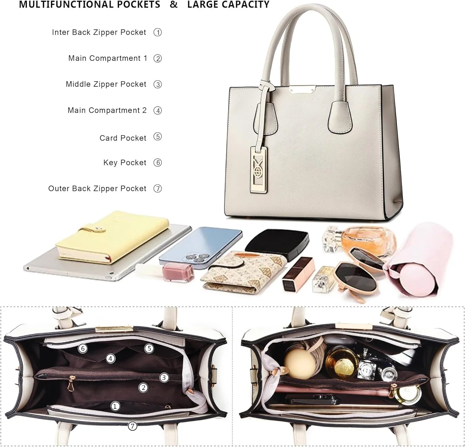 CHICAROUSAL Crossbody Purses and Handbags for Women PU Leather Tote Shoulder Bags Top Handle Satchel