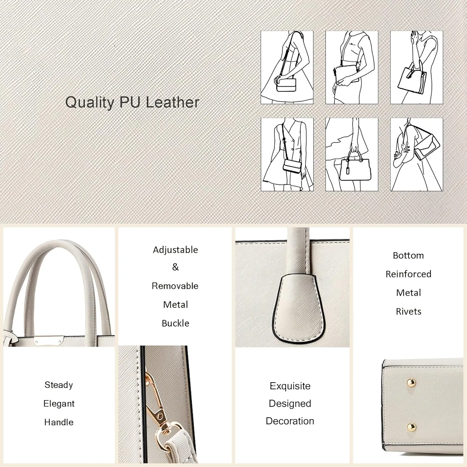 CHICAROUSAL Crossbody Purses and Handbags for Women PU Leather Tote Shoulder Bags Top Handle Satchel