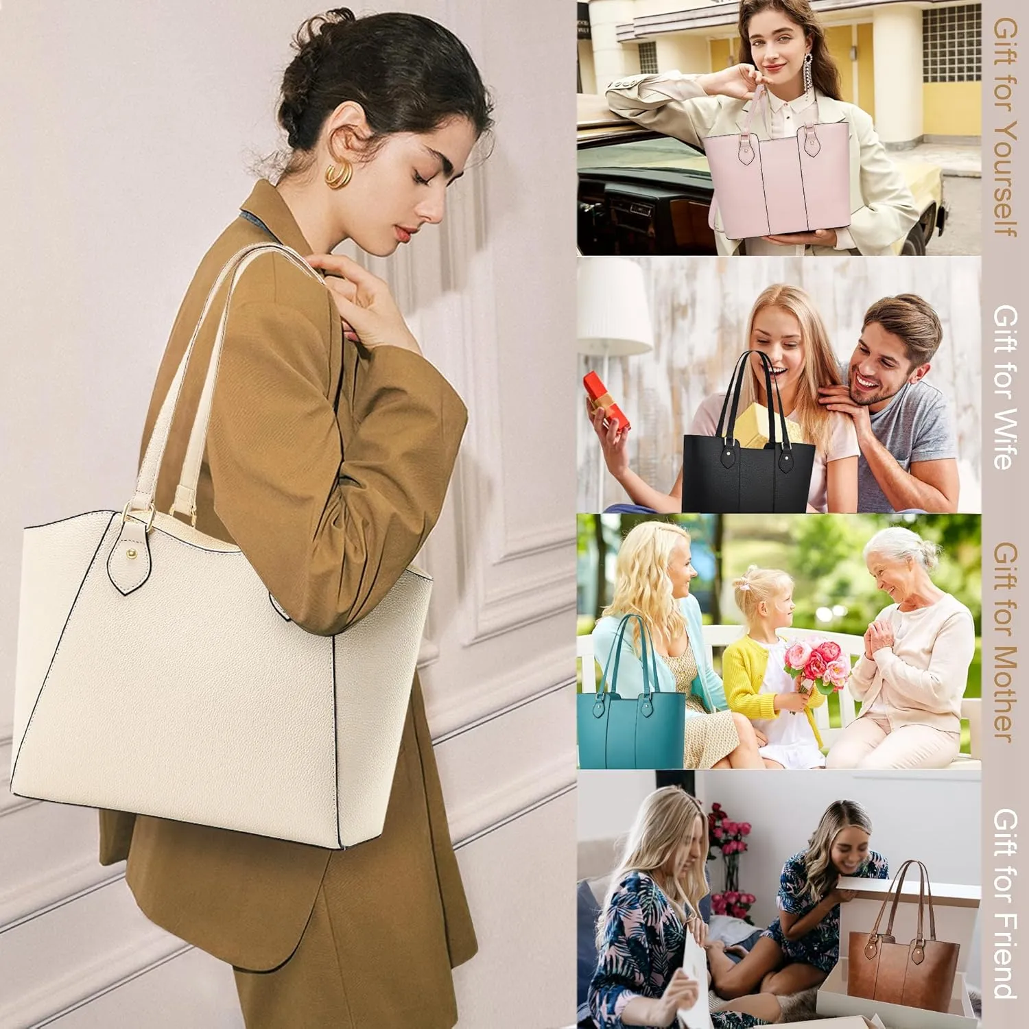 CHICAROUSAL Tote Bag for Women Large Handbags and Purses for Women PU Leather Womens Shoulder Bags