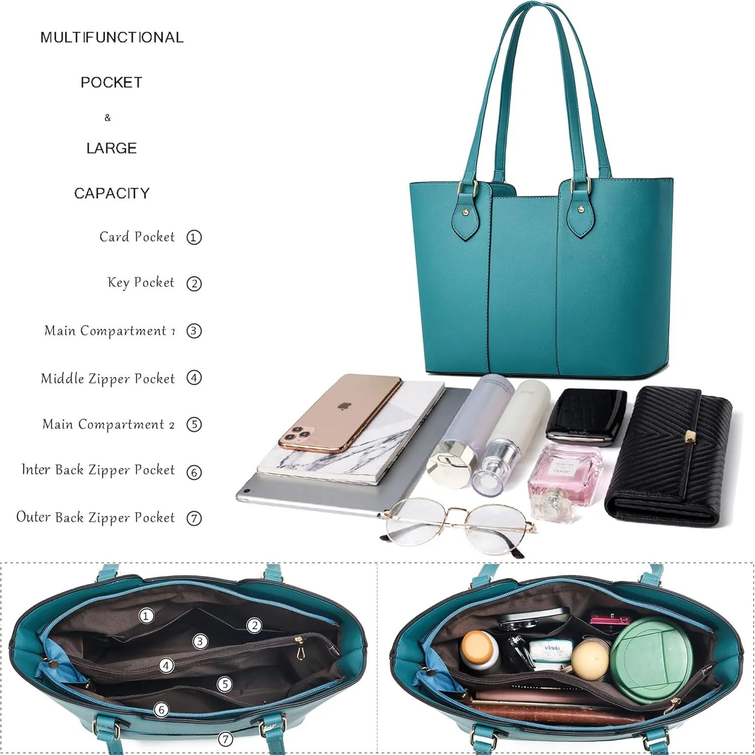 CHICAROUSAL Tote Bag for Women Large Handbags and Purses for Women PU Leather Womens Shoulder Bags