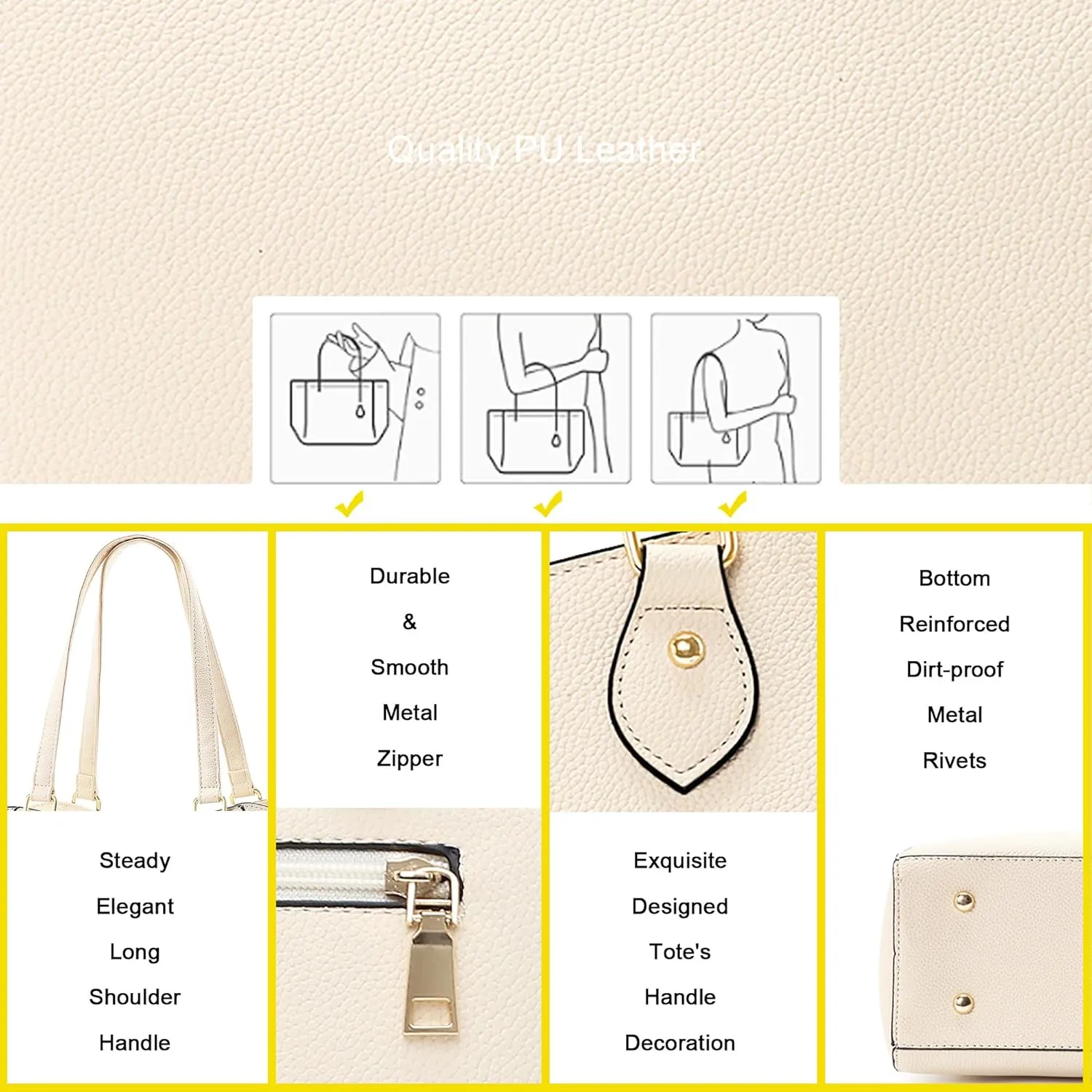 CHICAROUSAL Tote Bag for Women Large Handbags and Purses for Women PU Leather Womens Shoulder Bags