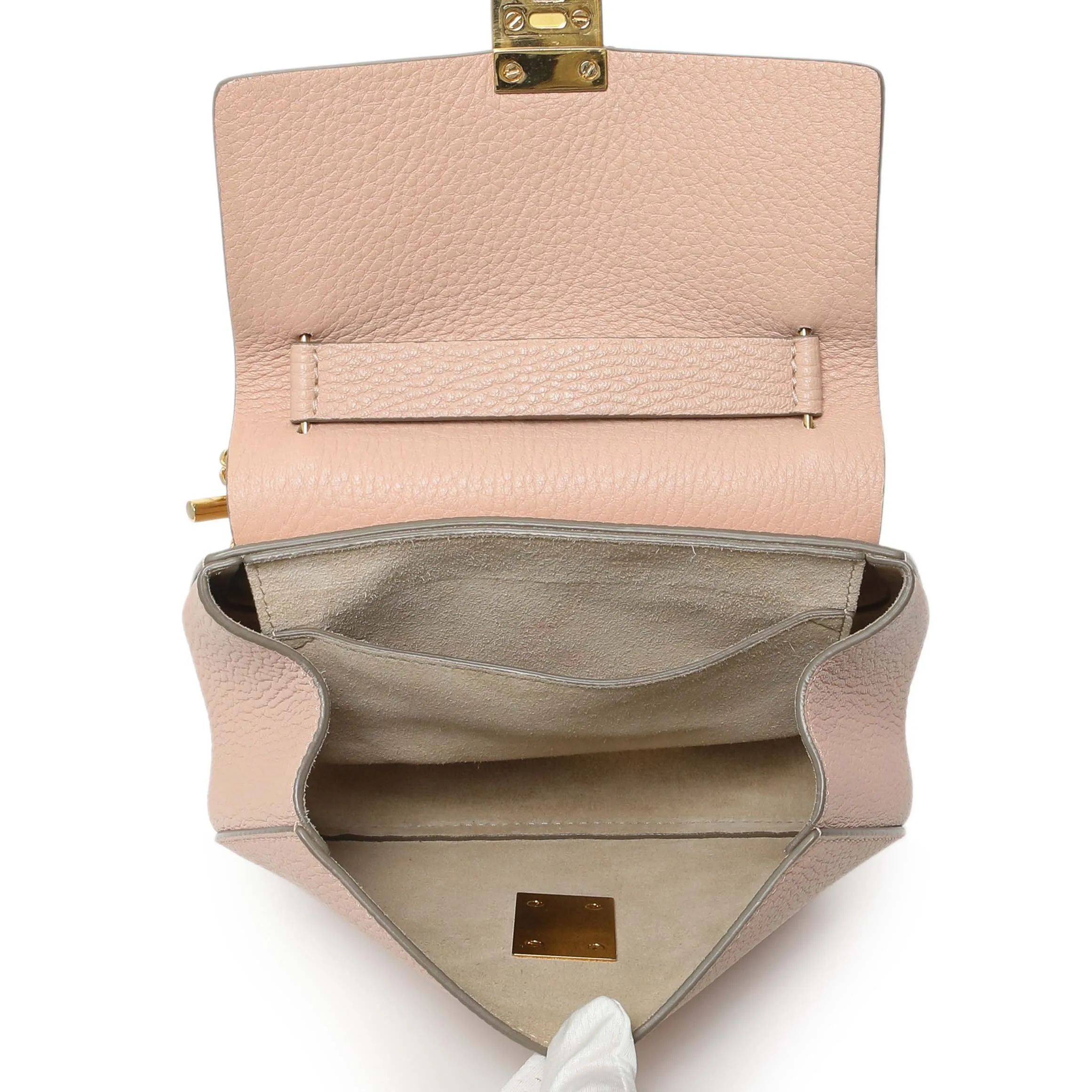 Chloe Light Pink Grained Lambskin Mini Drew Shoulder Bag