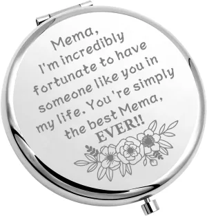 CHOORO Mema Gift for Mother's Day Compact Makeup Mirror Grandmother Mema Gift from Granddaughter Appreciation Gift (best Mema-M)