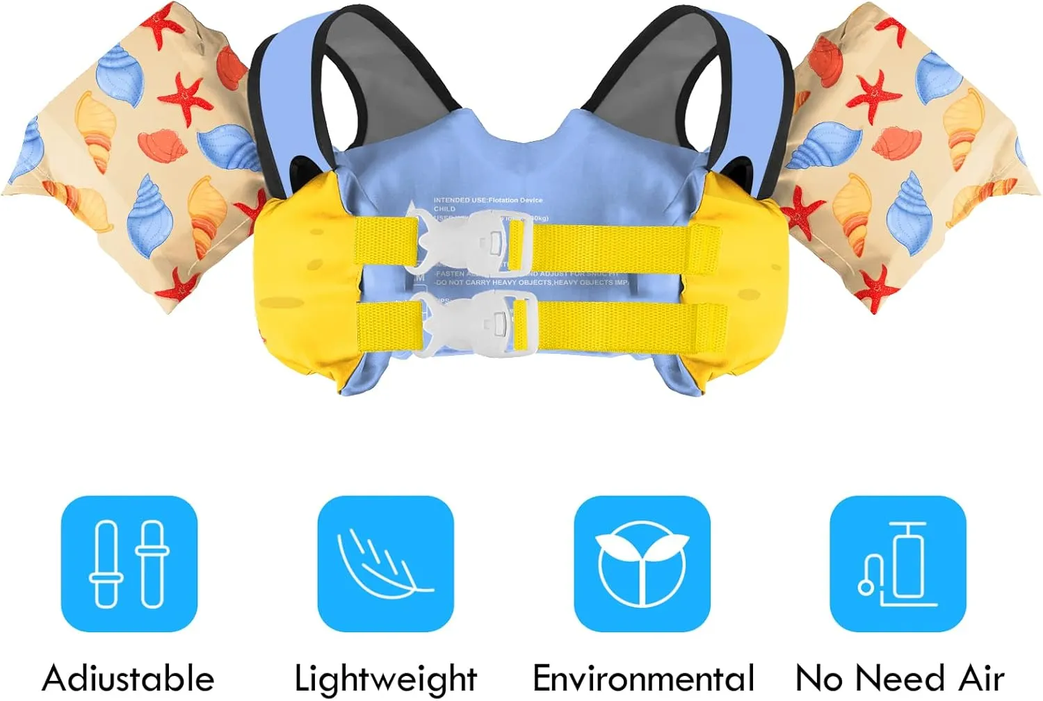 Chriffer Kids Swim Vest Life Jacket for 30-55 Pounds Boys and Girls, Toddler Floaties with Shoulder Harness Arm Wings for 2,3,4,5,6,7 Years Old Baby