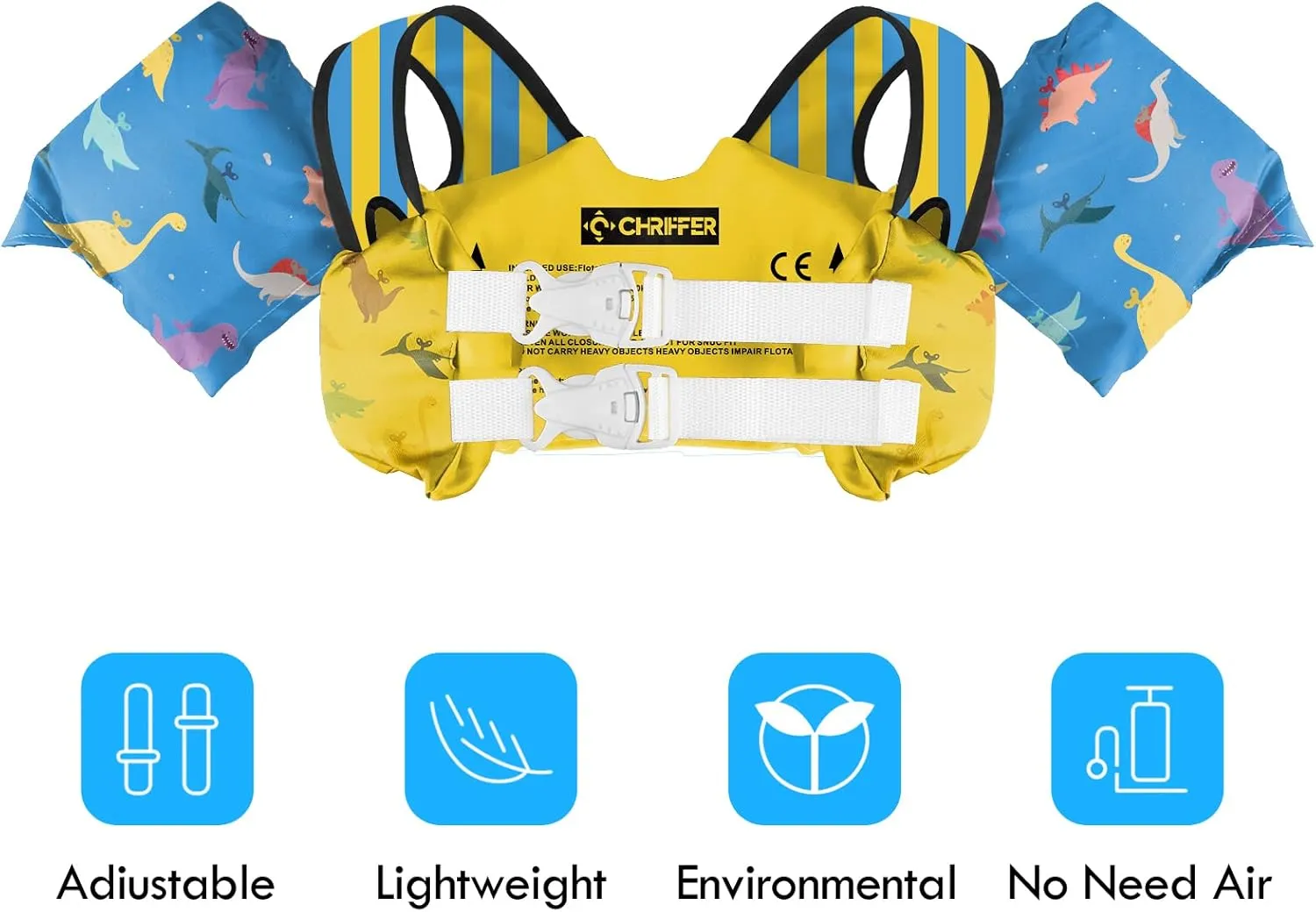 Chriffer Kids Swim Vest Life Jacket for 30-55 Pounds Boys and Girls, Toddler Floaties with Shoulder Harness Arm Wings for 2,3,4,5,6,7 Years Old Baby