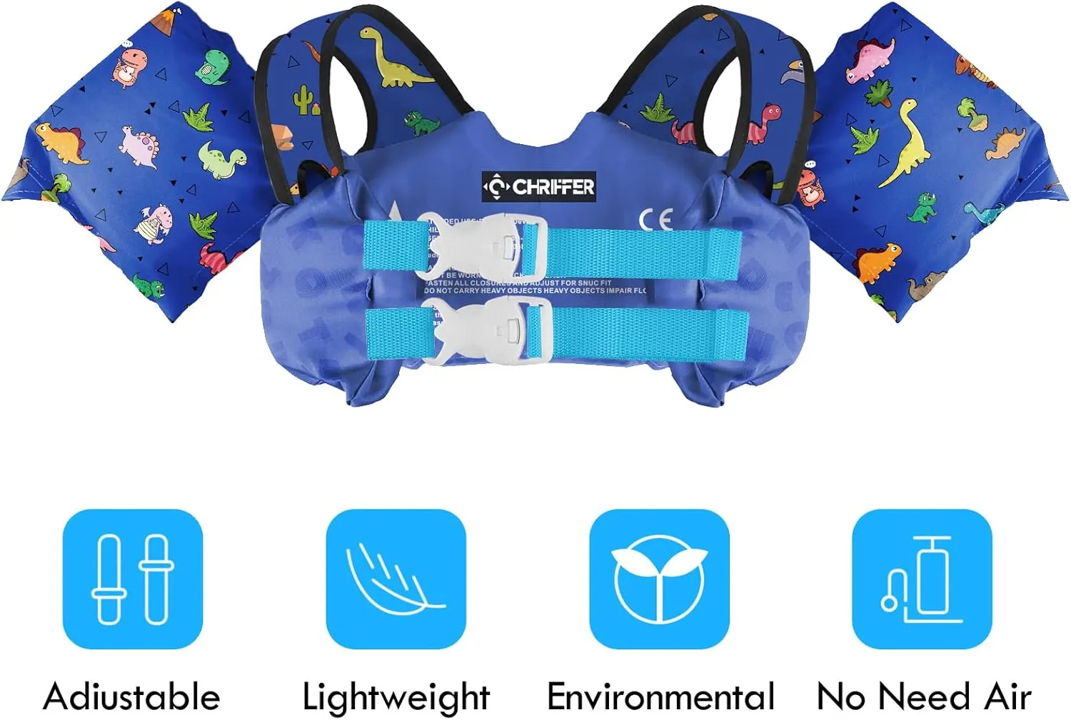 Chriffer Kids Swim Vest Life Jacket for 30-55 Pounds Boys and Girls, Toddler Floaties with Shoulder Harness Arm Wings for 2,3,4,5,6,7 Years Old Baby