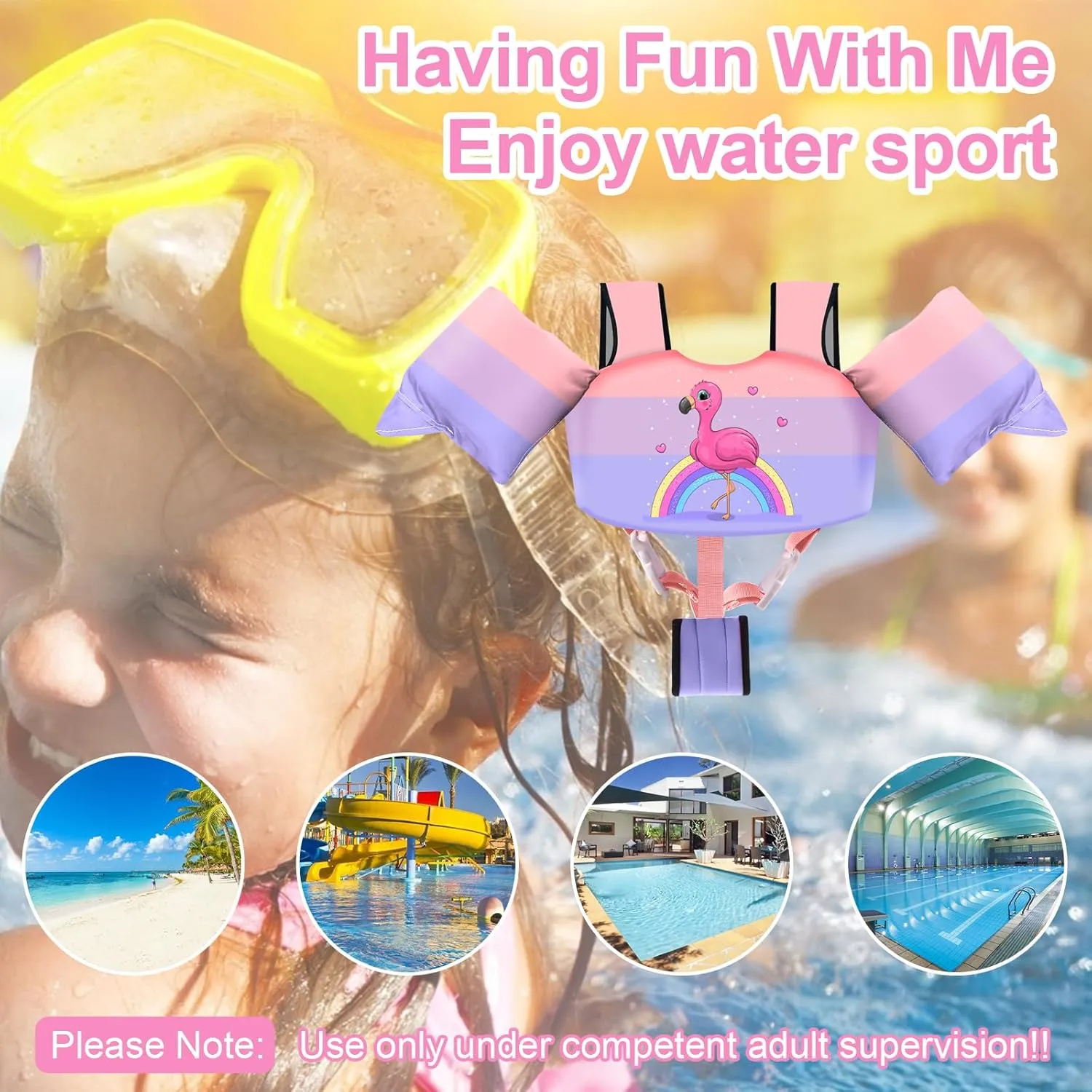 Chriffer Kids Swim Vest Life Jacket for 30-55 Pounds Boys and Girls, Toddler Floaties with Shoulder Harness Arm Wings for 3,4,5,6,7 Years Old Baby
