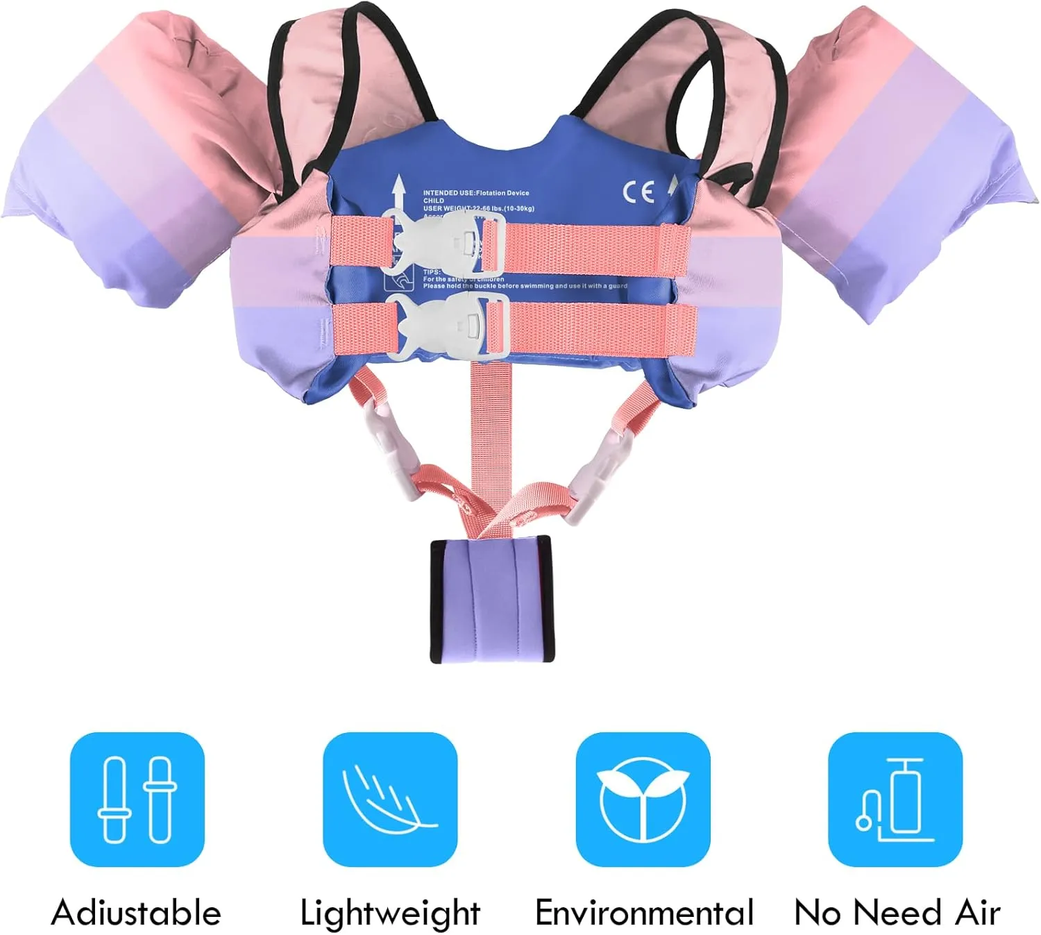 Chriffer Kids Swim Vest Life Jacket for 30-55 Pounds Boys and Girls, Toddler Floaties with Shoulder Harness Arm Wings for 3,4,5,6,7 Years Old Baby