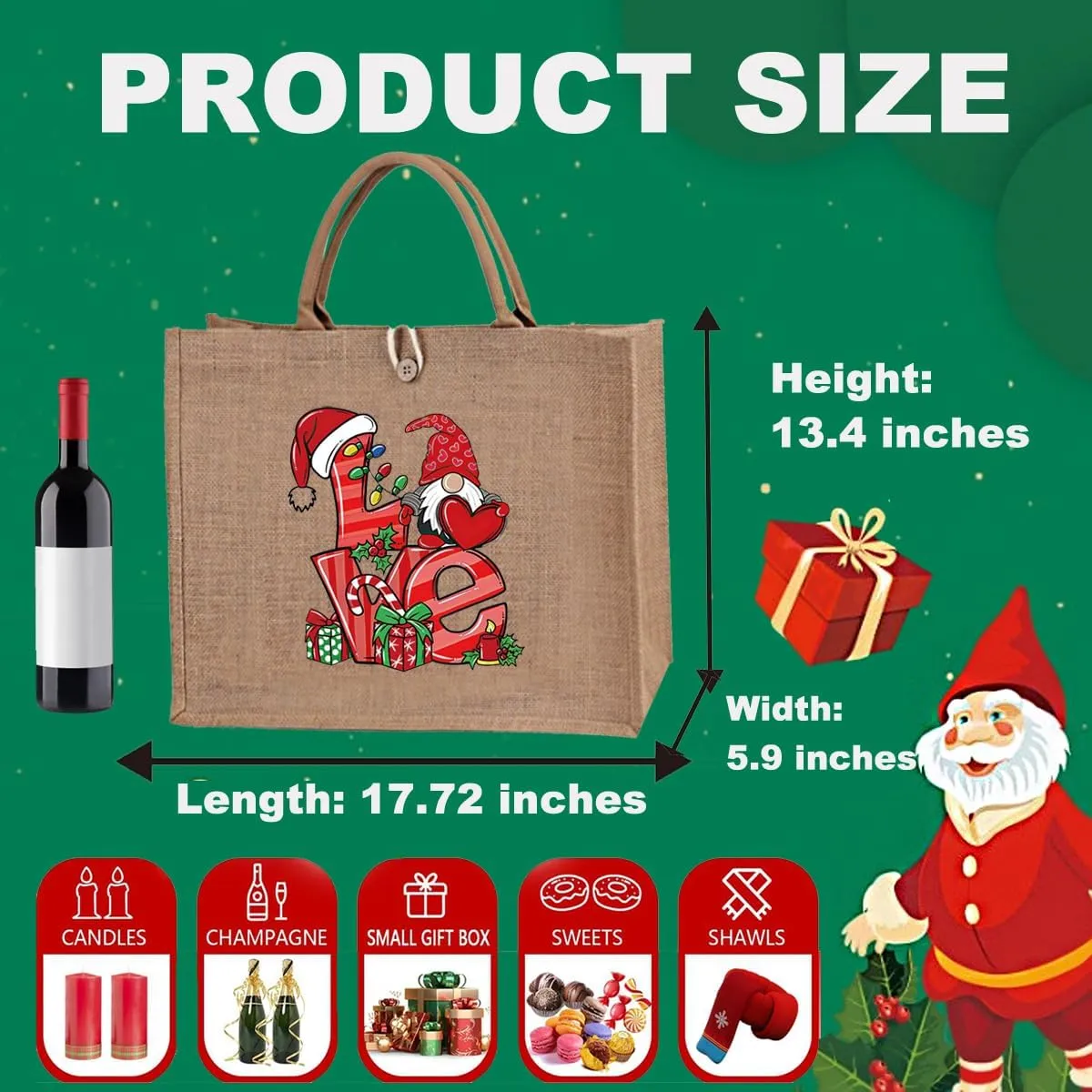 Christmas Gift Bags Reusable Large Weaving Beach Travel Tote Straw Bag for Women