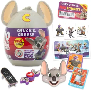 Chuck E. Cheese Mystery Egg, Collectible Figure & Accessories, E Tickets, 10 pc Mystery Suprises, Official Merch