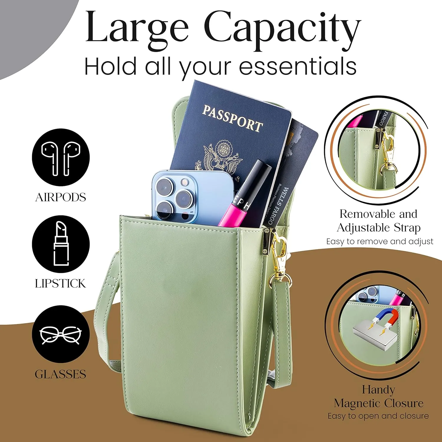 Classico Small Crossbody Phone Purse for Women - Crossbody Bag Wallet for Phone, Cards, Accessories