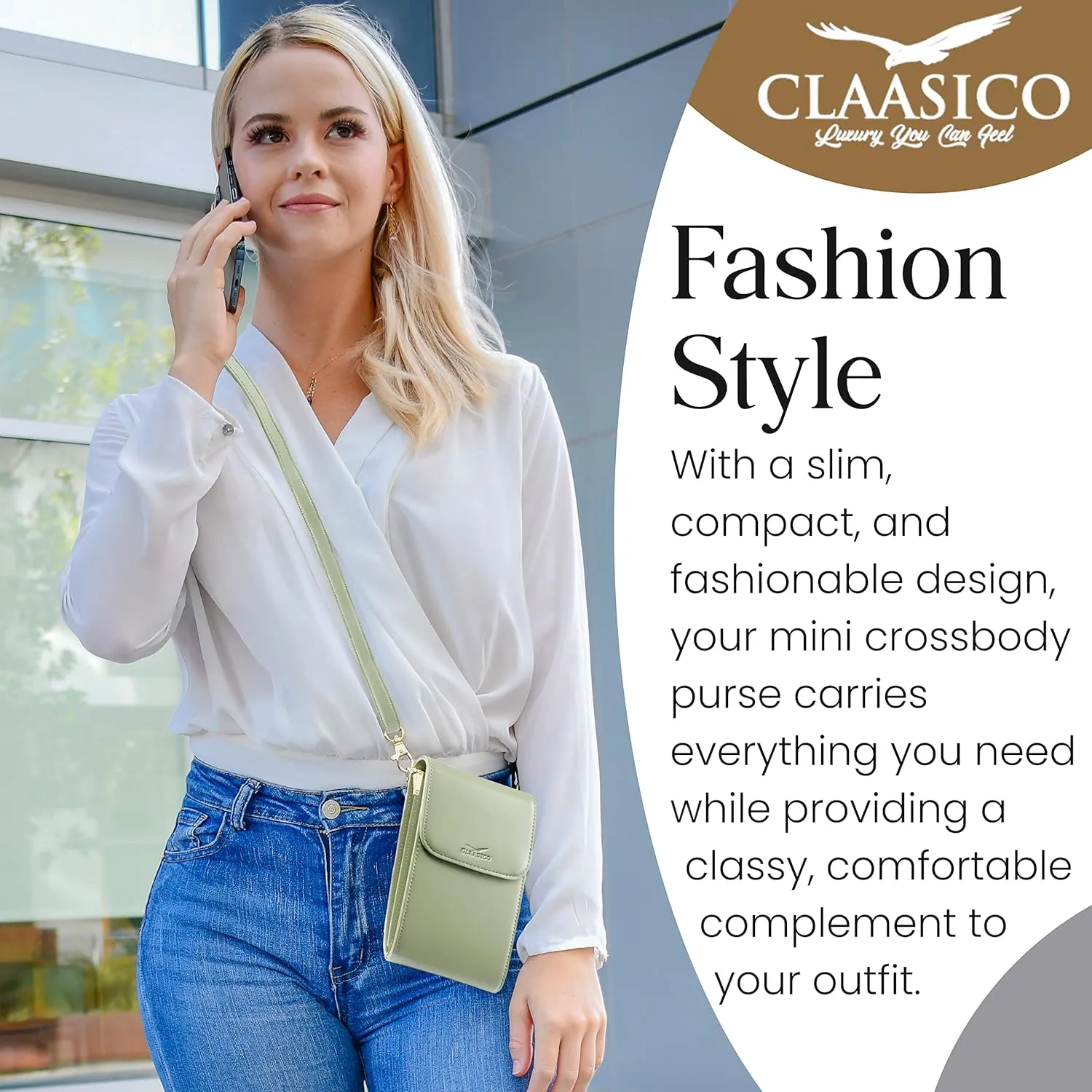 Classico Small Crossbody Phone Purse for Women - Crossbody Bag Wallet for Phone, Cards, Accessories