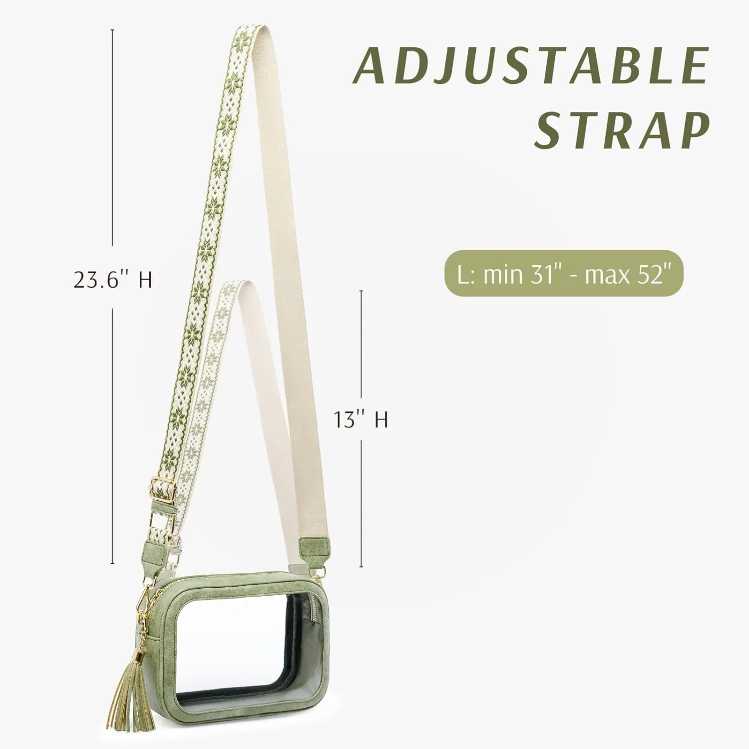 Clear Bag for Stadium Events, Clear Purse Stadium Approved Crossbody Bag for Concerts Sports Festivals Events Women