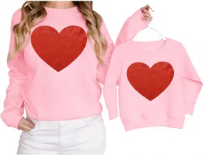 CM C&M WODRO Mommy and Me Valentines Outfits Love Heart Graphic Family Matching Sweatshirt Mom and Daughter Long Sleeve Shirt