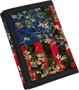Coldinair American Flag Wallet for Teens Kids Boys Girls,Dead Leaves Slim RFID Trifold Canvas Wallets for Travel School