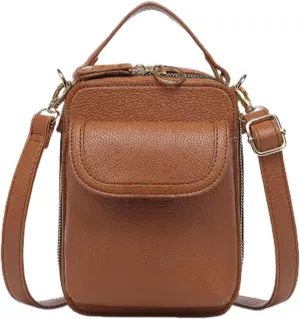 Collaboraten1 Crossbody Leather Bag, Anti-Theft Cell Phone Purse Crossbody for Women Secure Zipper & Magnetic Snap Closure