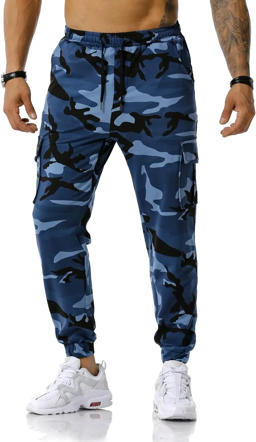Colorful House Men Camo Cargo Jogger Sweatpants Casual Drawstring Camouflage Cargo Work Pants with Pockets