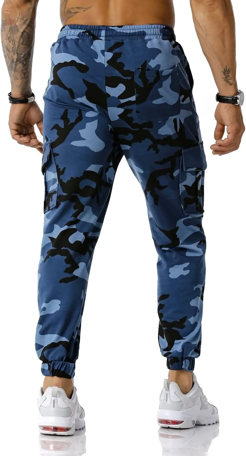Colorful House Men Camo Cargo Jogger Sweatpants Casual Drawstring Camouflage Cargo Work Pants with Pockets