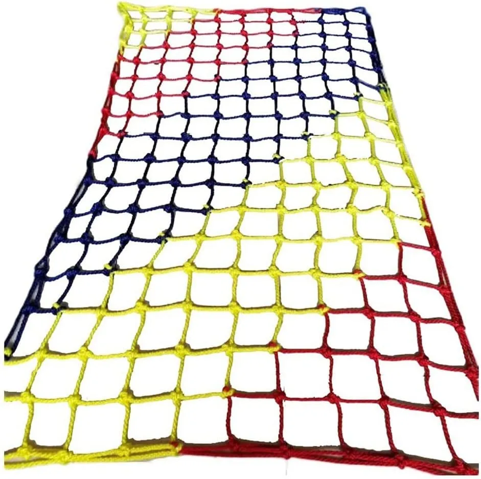 Colorful Rope Netting Heavy Duty Rock Climbing Net Climb Netting Playground Kids Rope Mesh Outdoor Ladder Swingset Cargo(8mm*10cm,1X2m/3.3X6.6ft)