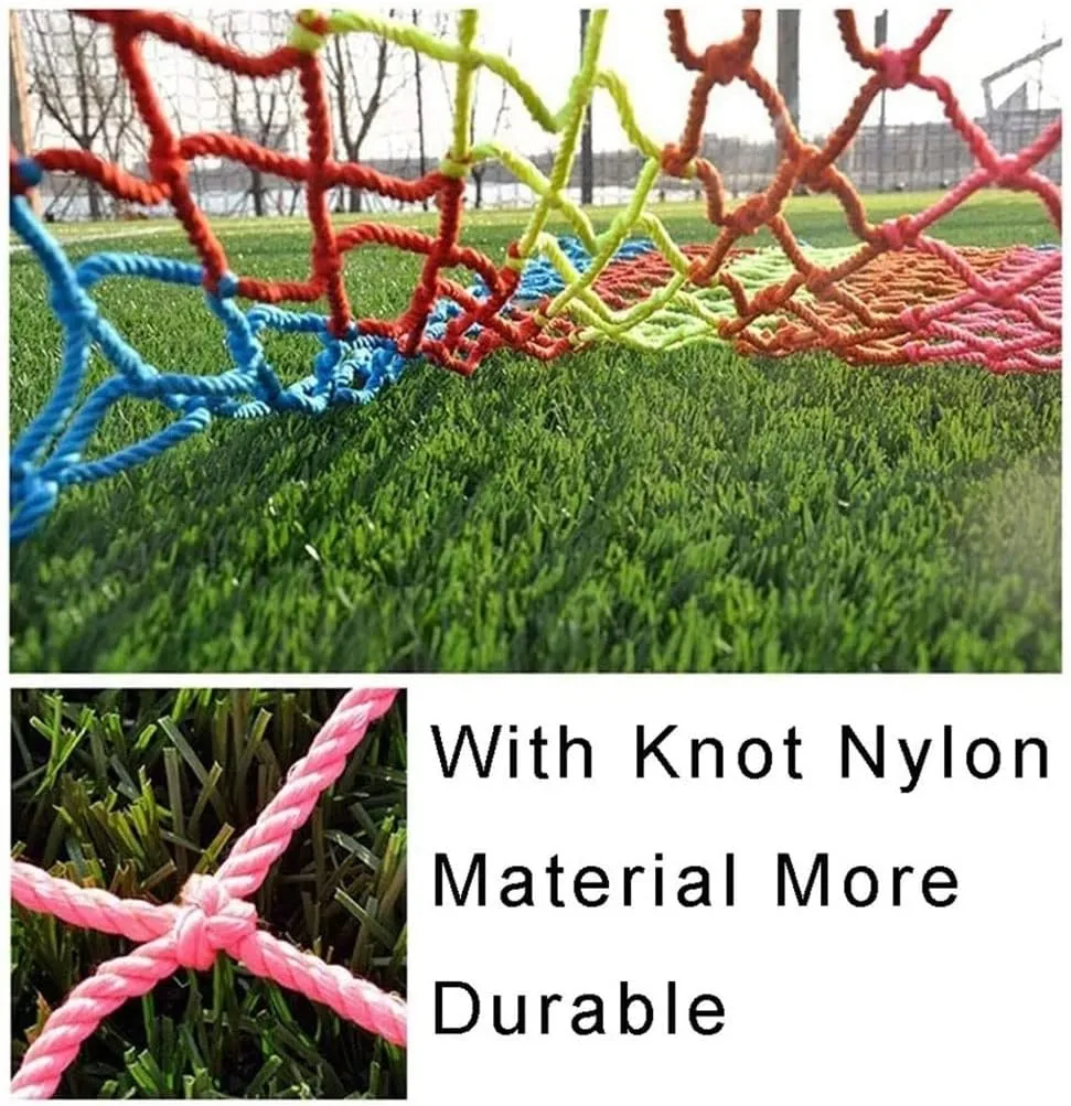 Colorful Rope Netting Heavy Duty Rock Climbing Net Climb Netting Playground Kids Rope Mesh Outdoor Ladder Swingset Cargo(8mm*10cm,1X2m/3.3X6.6ft)