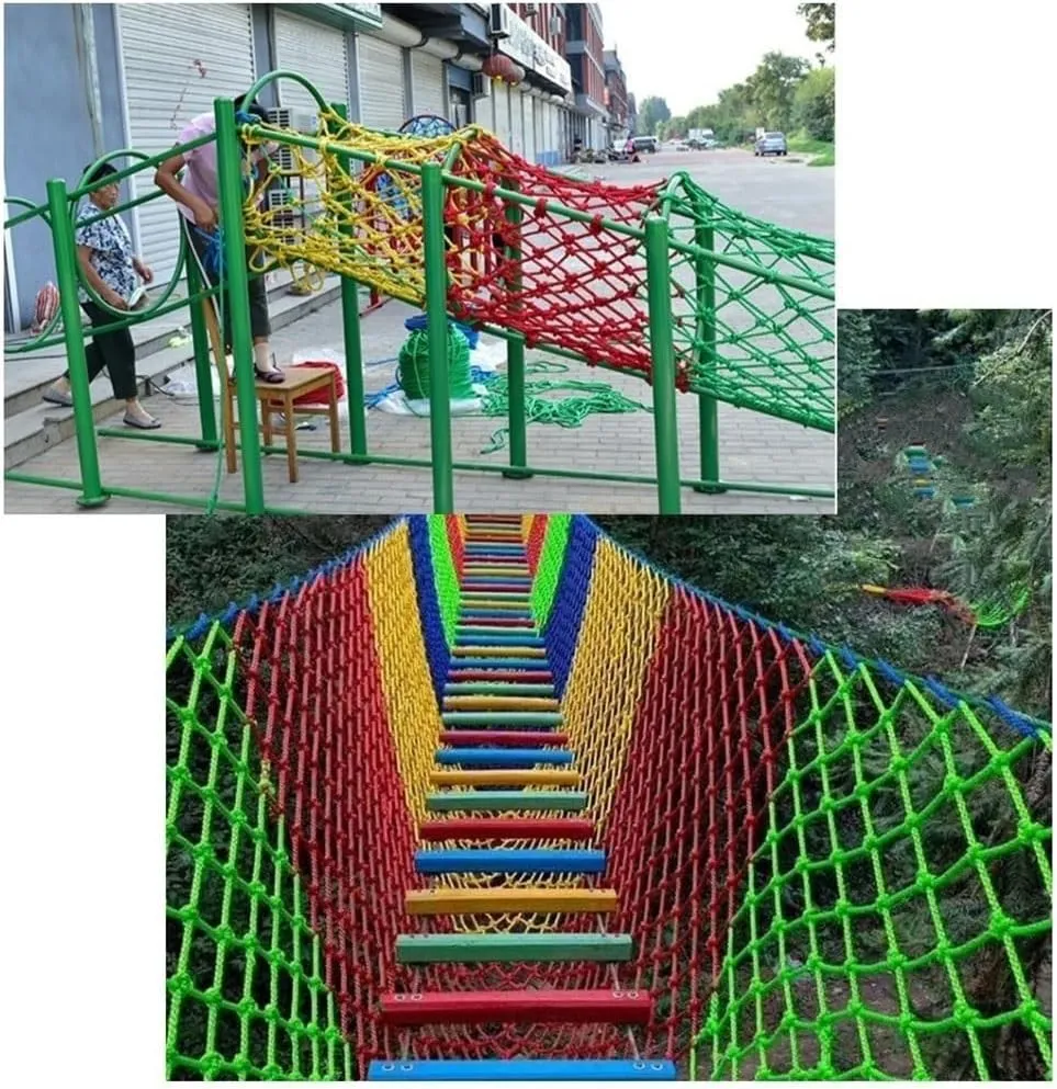 Colorful Rope Netting Heavy Duty Rock Climbing Net Climb Netting Playground Kids Rope Mesh Outdoor Ladder Swingset Cargo(8mm*10cm,1X2m/3.3X6.6ft)