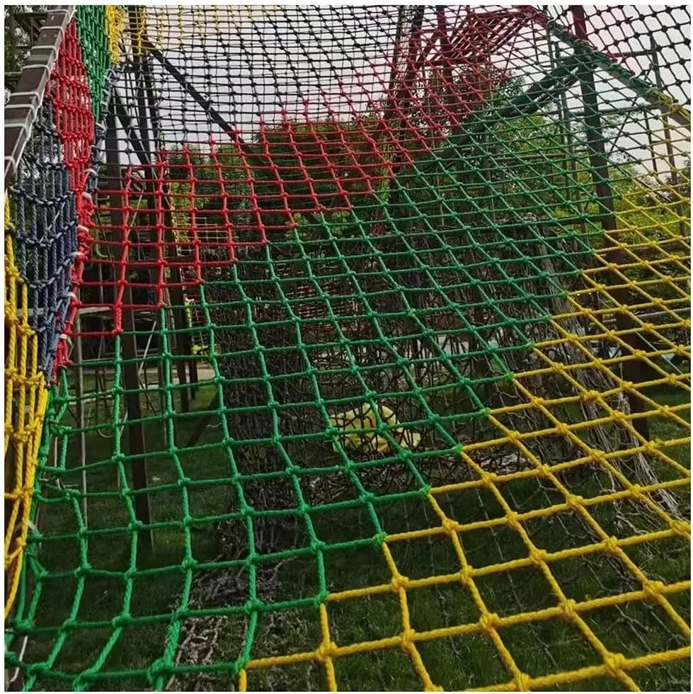 Colorful Rope Netting Heavy Duty Rock Climbing Net Climb Netting Playground Kids Rope Mesh Outdoor Ladder Swingset Cargo(8mm*10cm,1X2m/3.3X6.6ft)