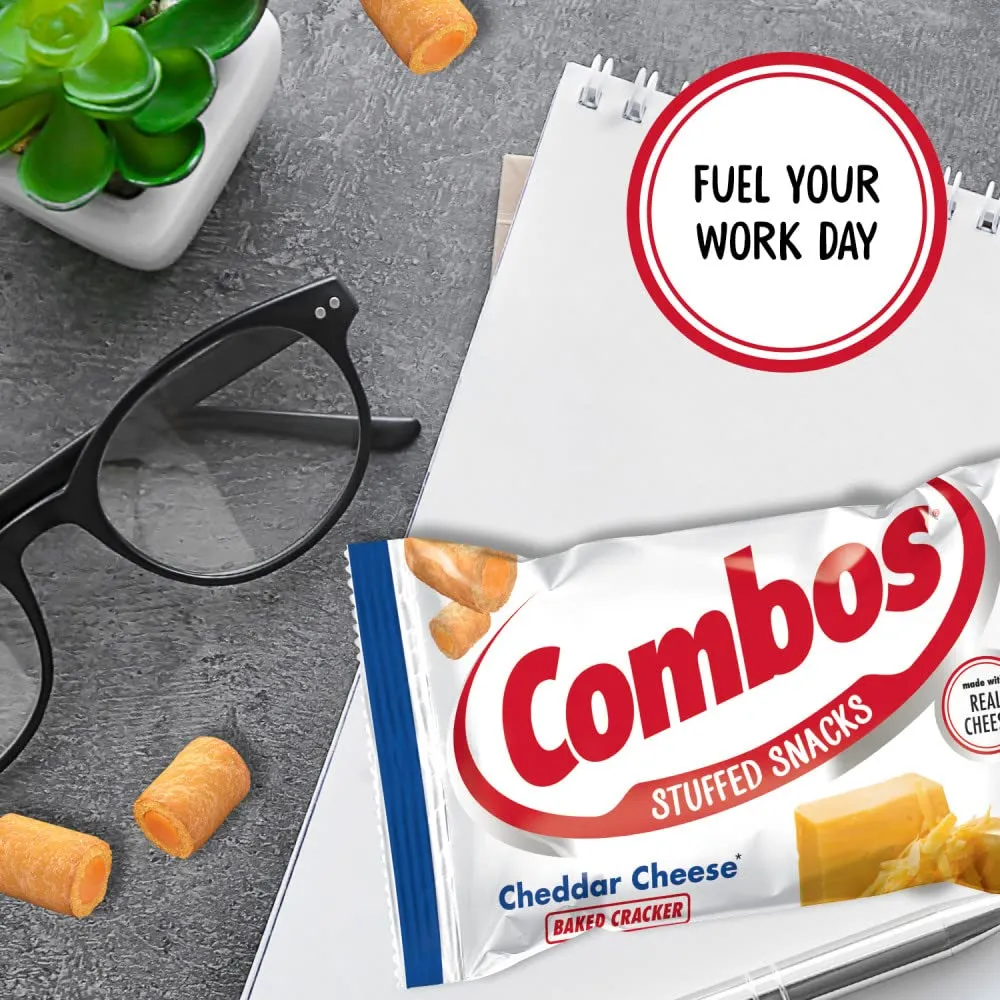 COMBOS Cheese Snacks - Cheddar Cheese Snack Bags 1.8 Ounce, Pack of 18, Baked Cracker Snack COMBOS Bulk Box