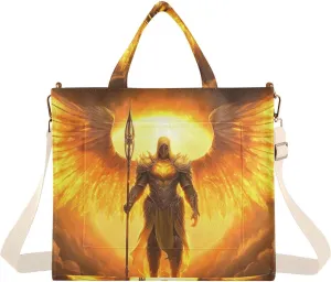 Corduroy Tote Bag Archangel Wings Sun for Women Large Shoulder Bag with Pockets for Beach Work Travel Shopping S