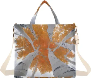 Corduroy Tote Bag Birch Tree Winter for Women Large Shoulder Bag with Pockets for Beach Work Travel Shopping S