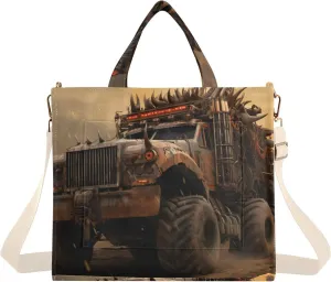 Corduroy Tote Bag Cool Monster Truck Mad for Women Large Shoulder Bag with Pockets for Beach Work Travel Shopping S